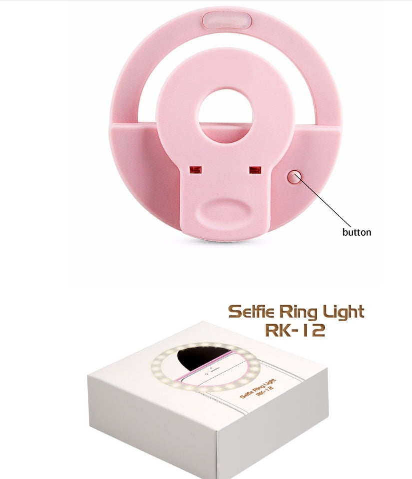 Lumière de remplissage de téléphone portable modèle de chargement USB rk12 lumière de remplissage de beauté à retardateur pour téléphone portable