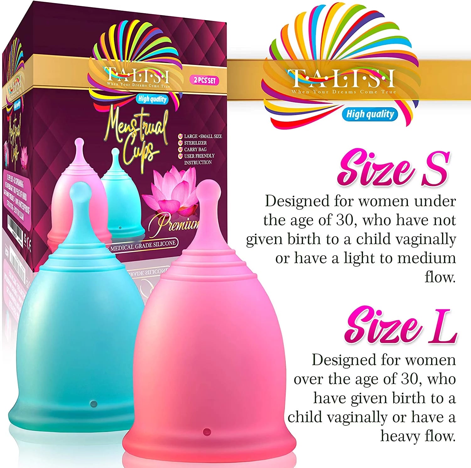 NO MORE TAMPONS !! Freedom from Discomfort! Experience Comfort with our Medical-Grade Menstrual Cup!