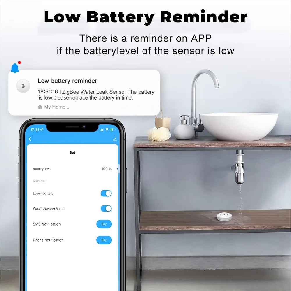 Tuya Smart for Zigbee Water Sensor Flood Water Leakage Detector