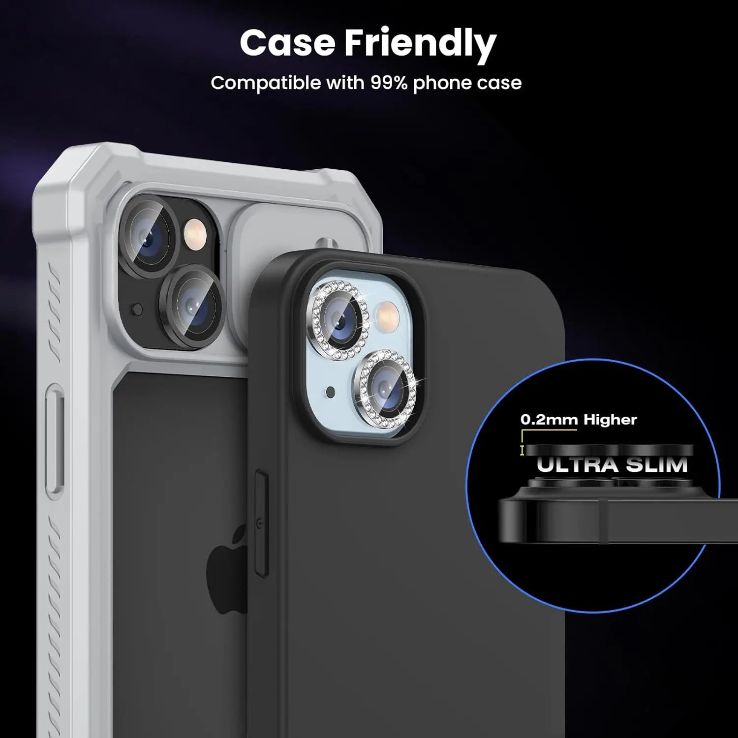 Multiple color Glitter Metal Glass Camera Lens Protector Cover For most recent iPhones
