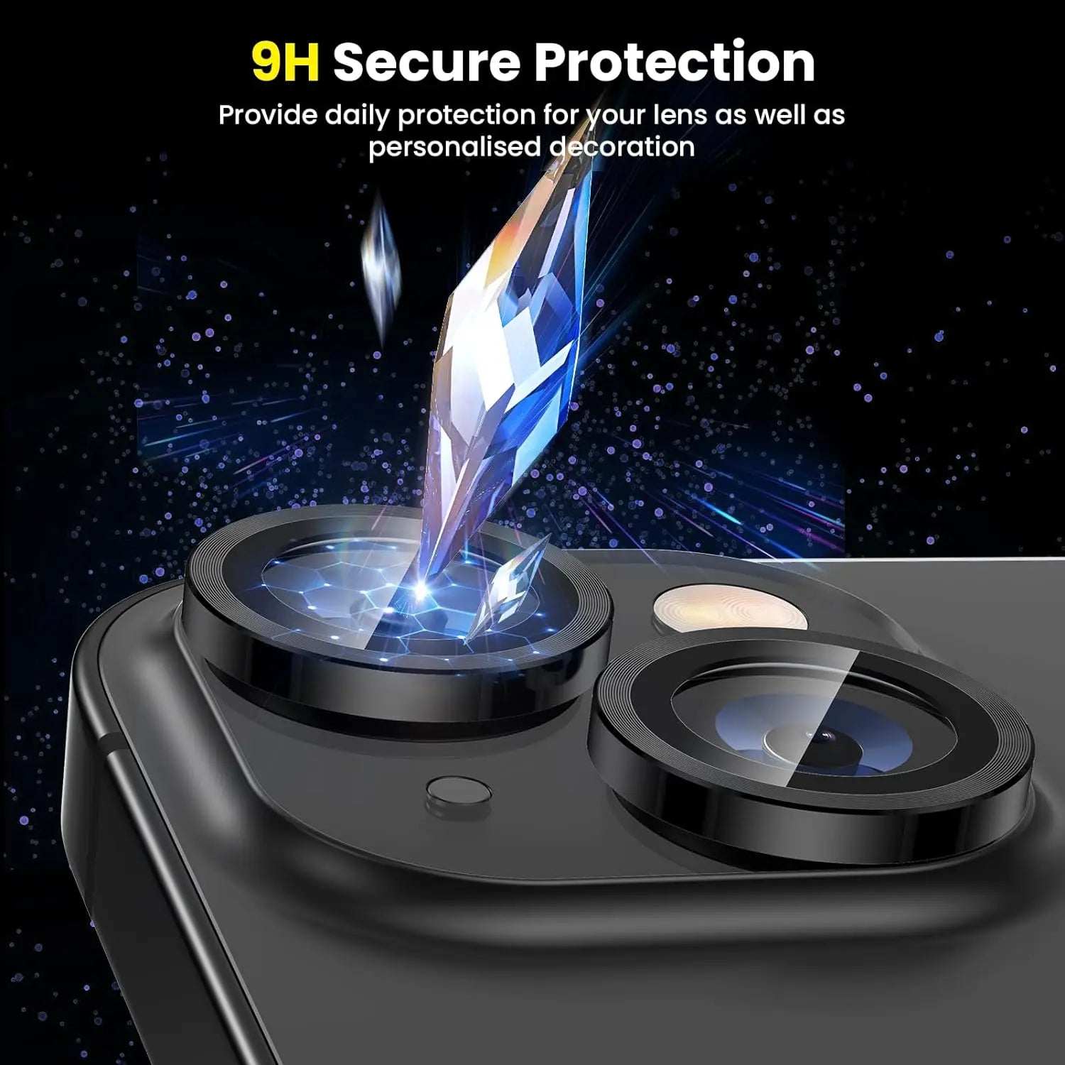 Multiple color Glitter Metal Glass Camera Lens Protector Cover For most recent iPhones