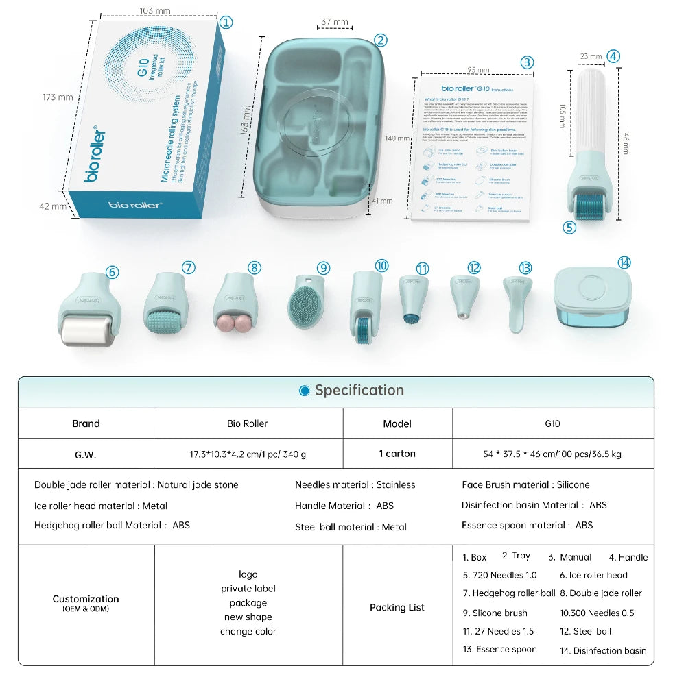 10 In 1 Dermarool Multifunction Microneedle Kit Face Massager