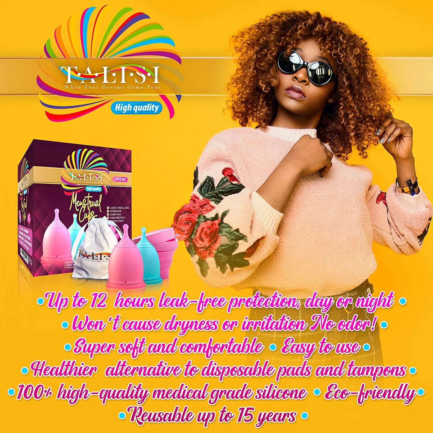 NO MORE TAMPONS !! Freedom from Discomfort! Experience Comfort with our Medical-Grade Menstrual Cup!