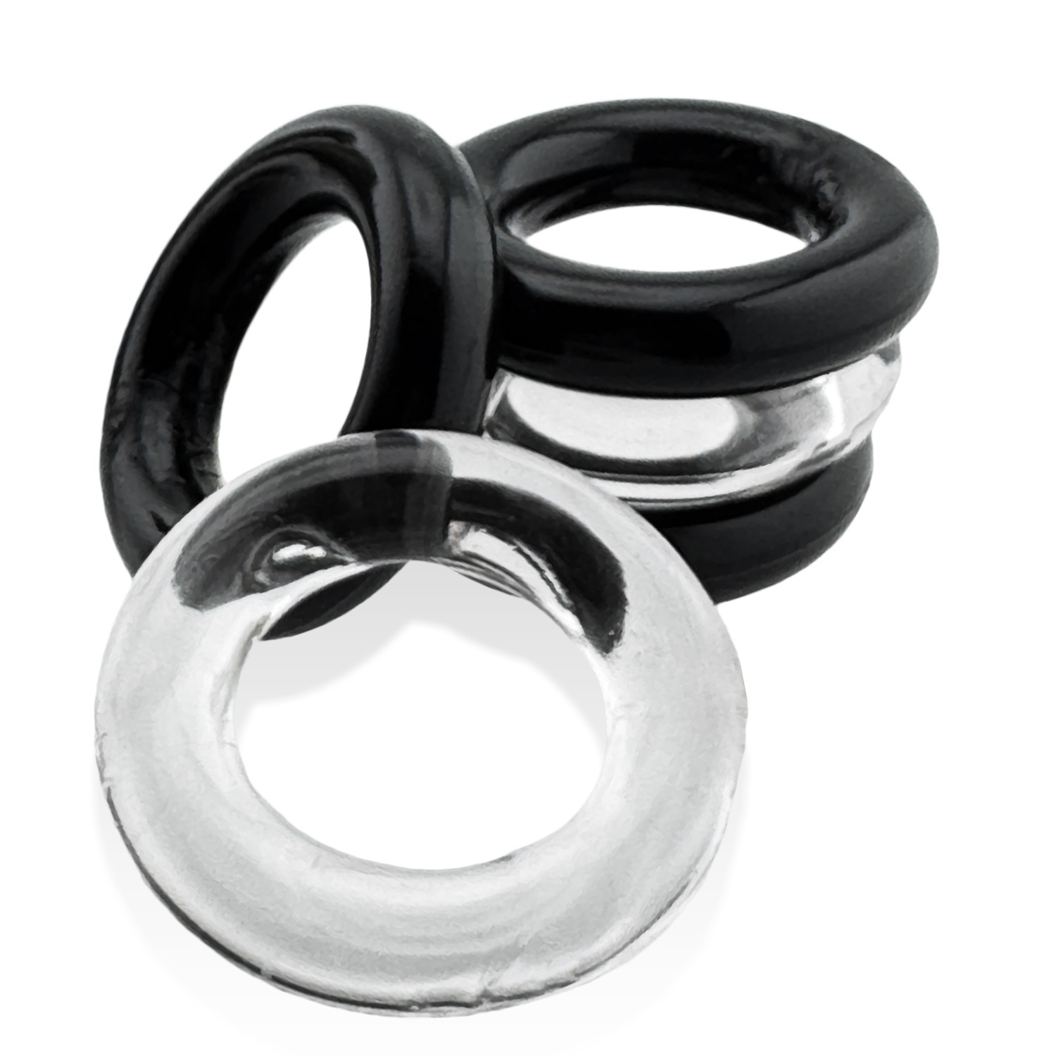 JACKER 5-STACK five-pack tube super-strong  cockrings CLEAR/BLACK