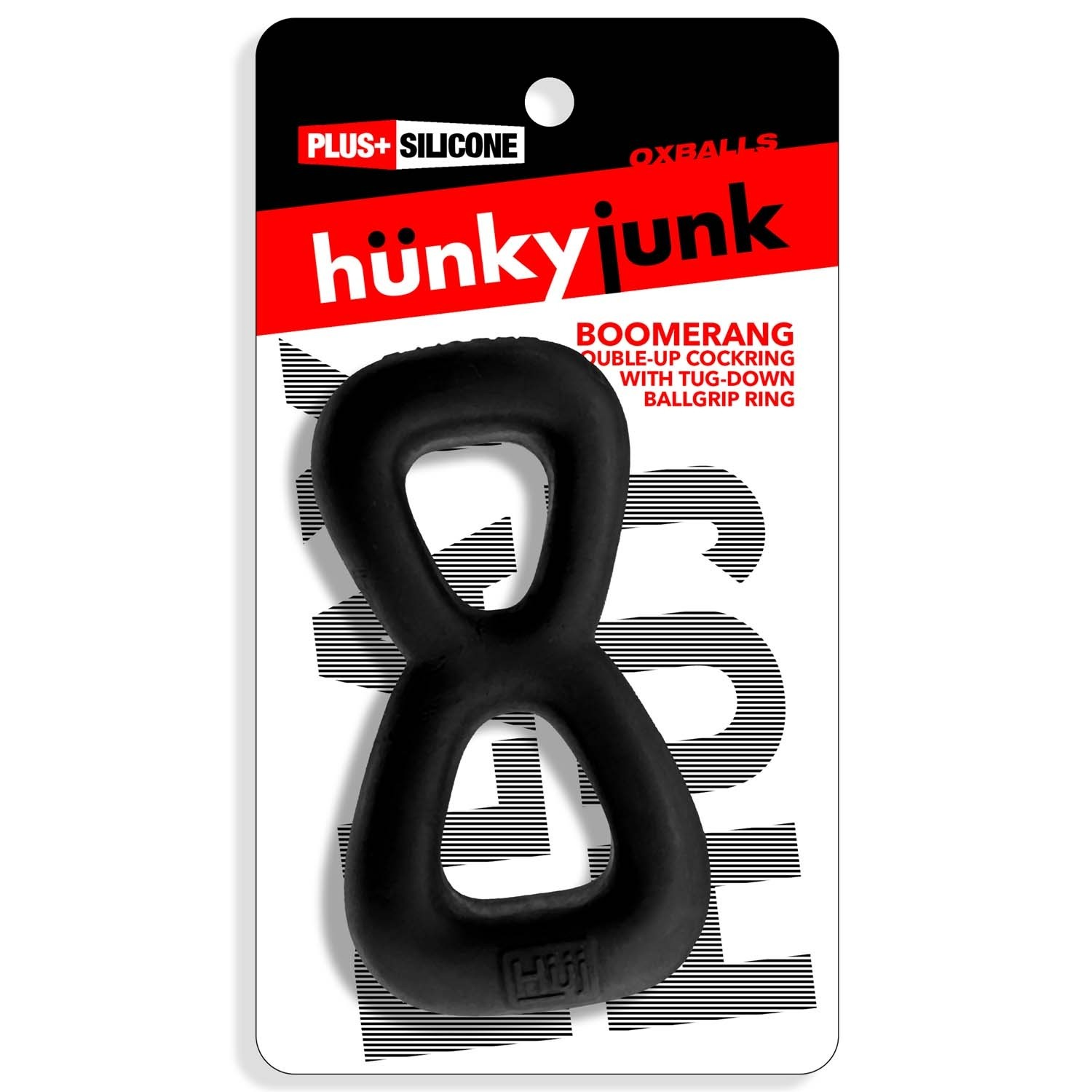 BOOMERANG anneau pénien double & tendeur testiculaire NOIR FUMÉE