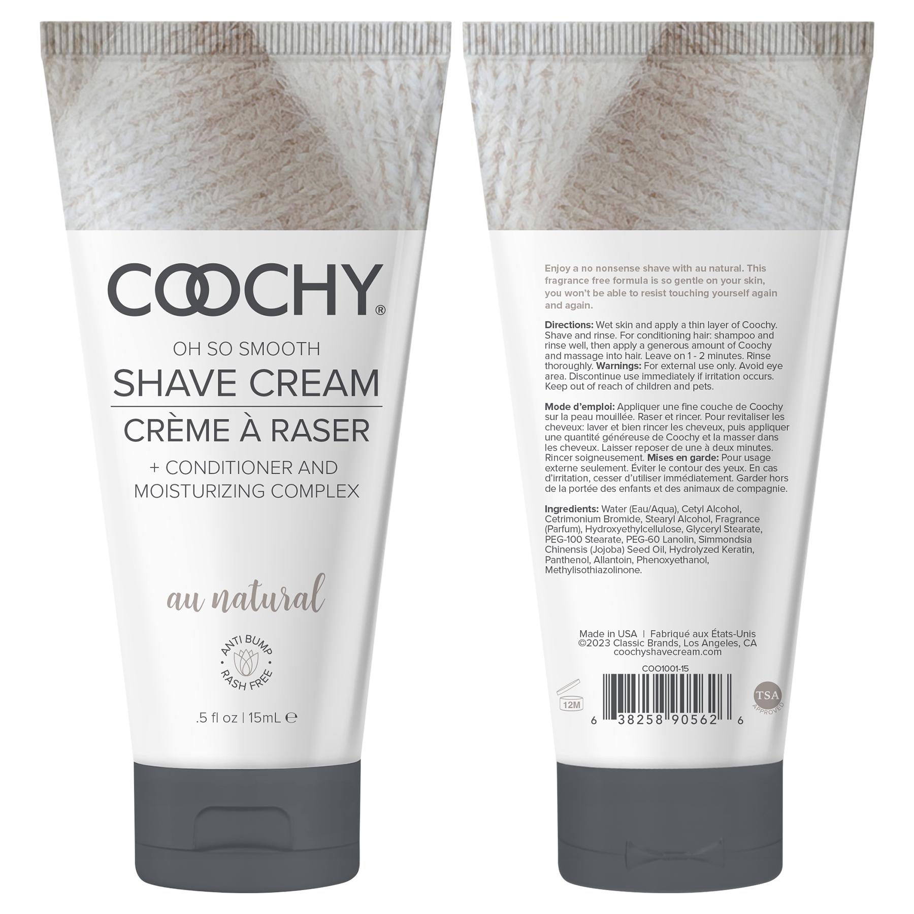 Coochy Shave Cream - AU NATURAL tube 0.5oz / 15ml