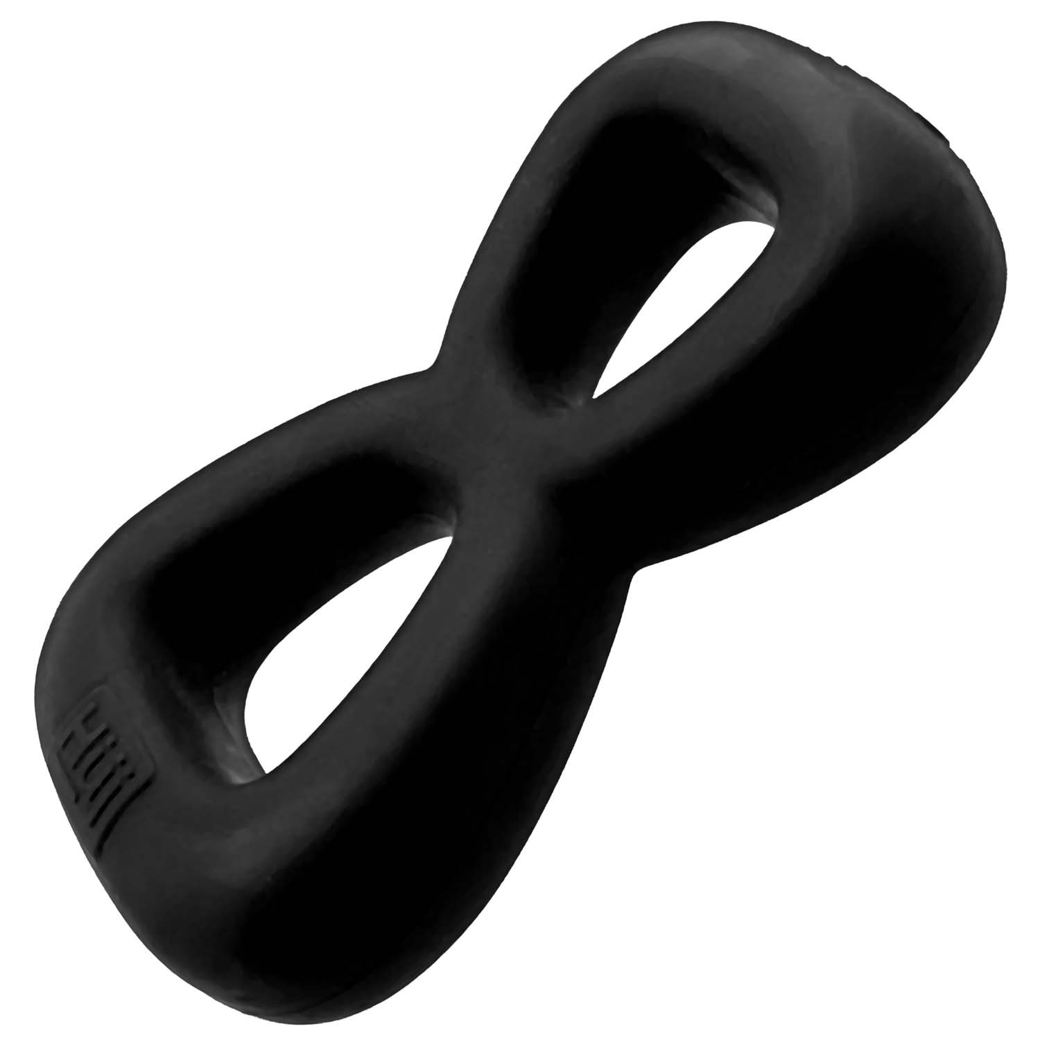 BOOMERANG anneau pénien double & tendeur testiculaire NOIR FUMÉE