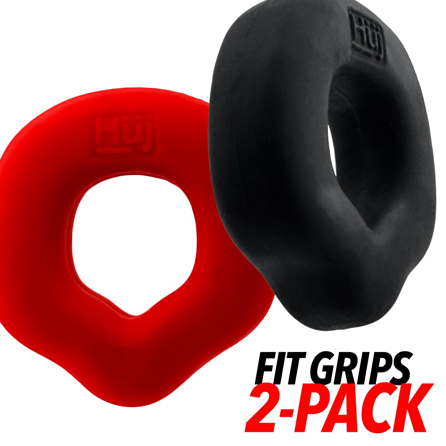 FIT GRIPS 2-pack ergo-fit cockrings BLACK/RED - Roliac