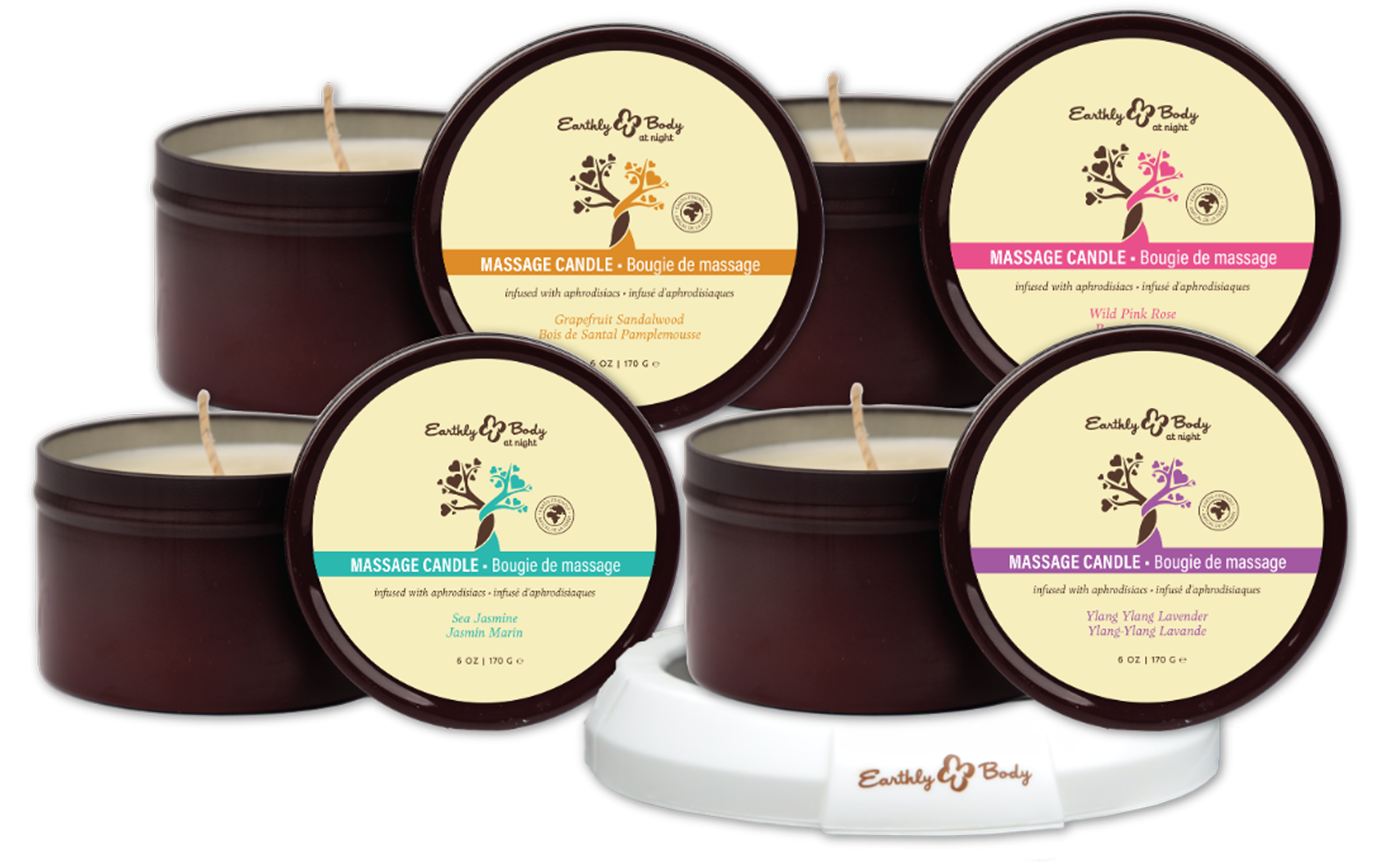Earthly Body at Night Afrodisíaco: Bombas de Baño y Velas Preempacadas (16 piezas más probador y calentador de velas)