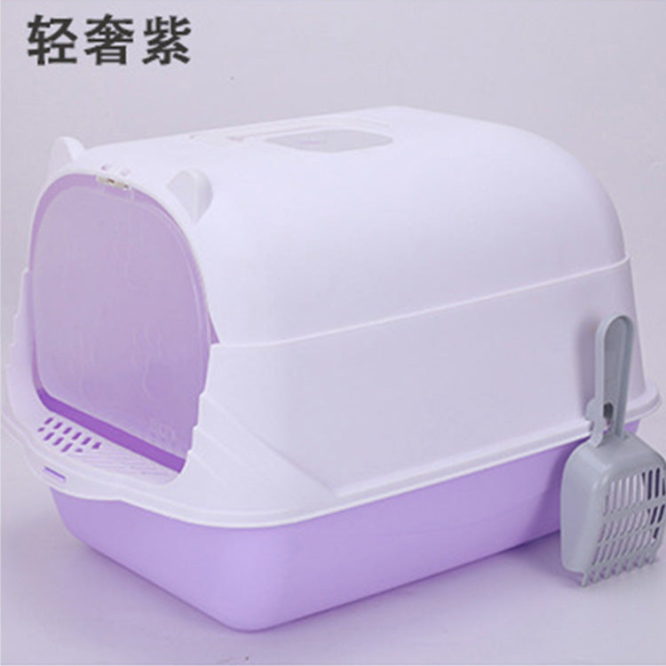 Large Half-Enclosed Cat Litter Box for Big Cats - Roliac