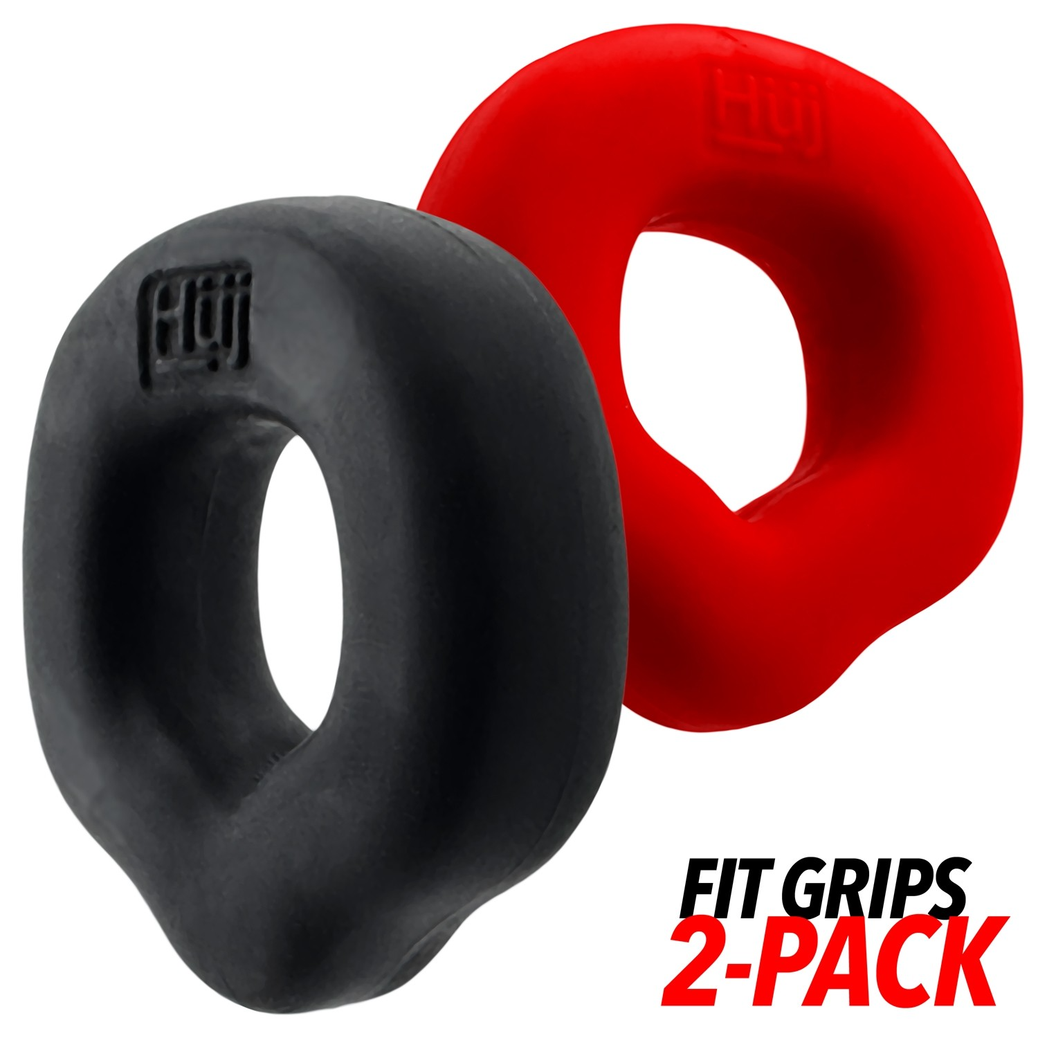 Anneaux péniens ergonomiques FIT GRIPS 2-en-1 NOIR/ROUGE