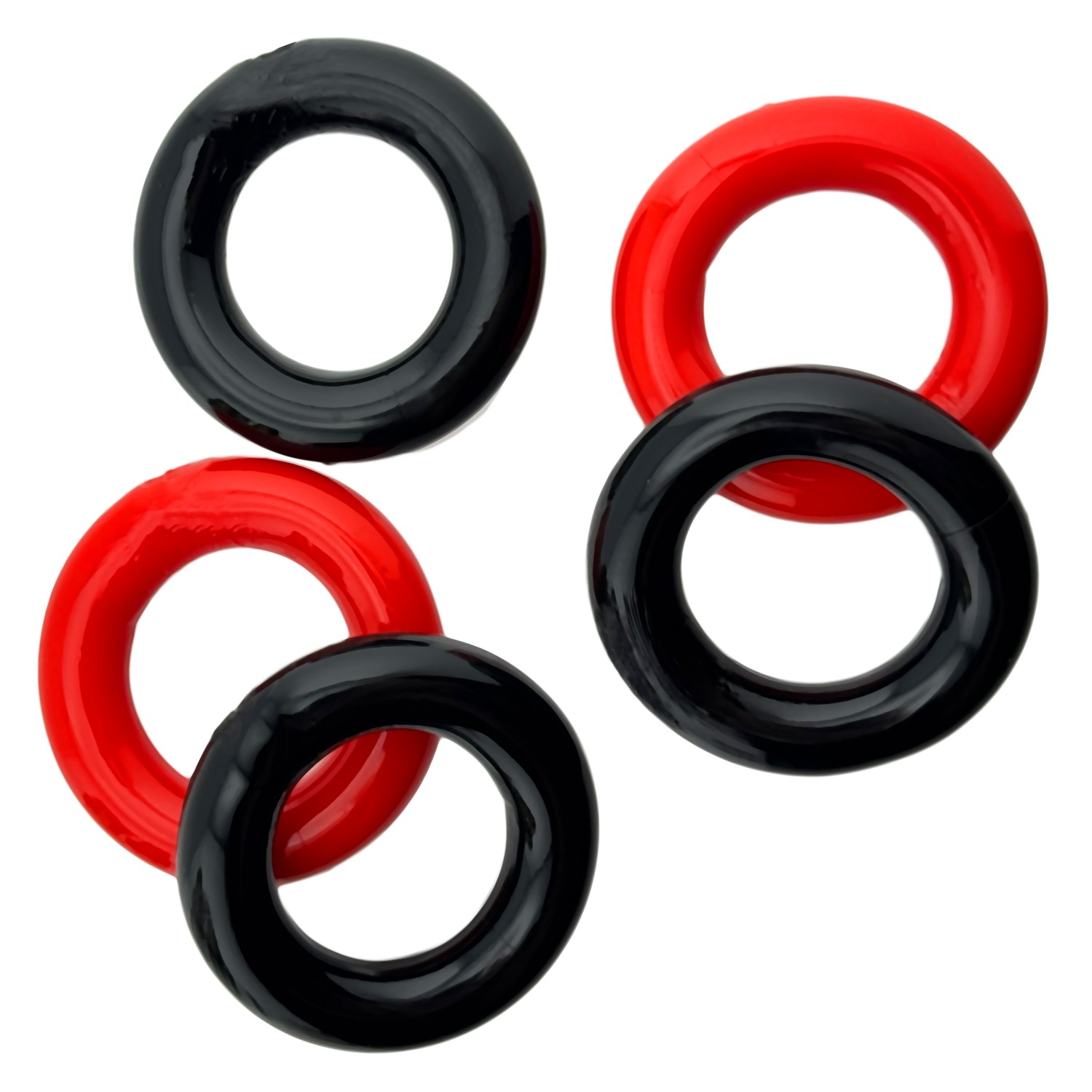 JACKER 5-STACK tube de cinq anneaux péniens super résistants ROUGE/NOIR