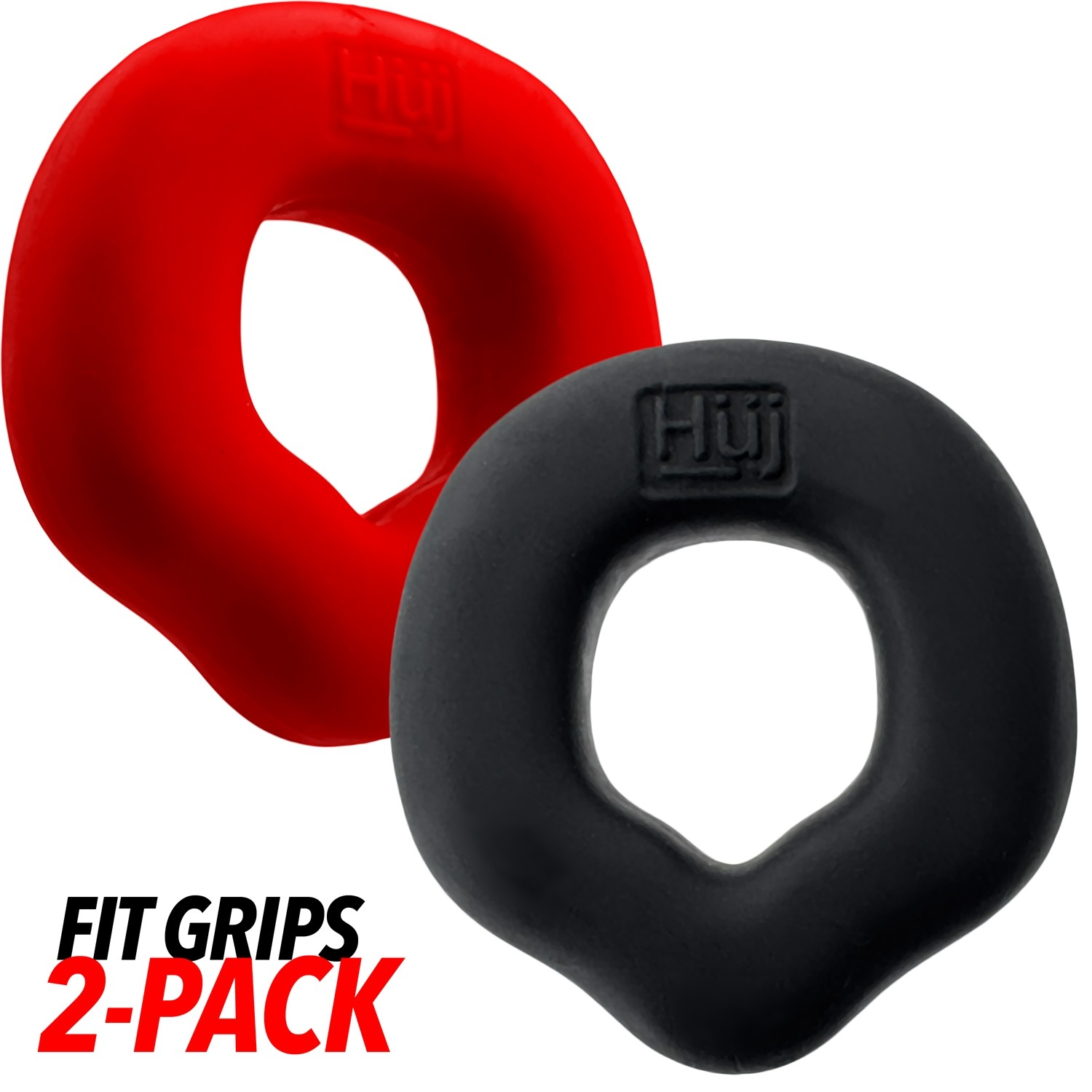 Anneaux péniens ergonomiques FIT GRIPS 2-en-1 NOIR/ROUGE