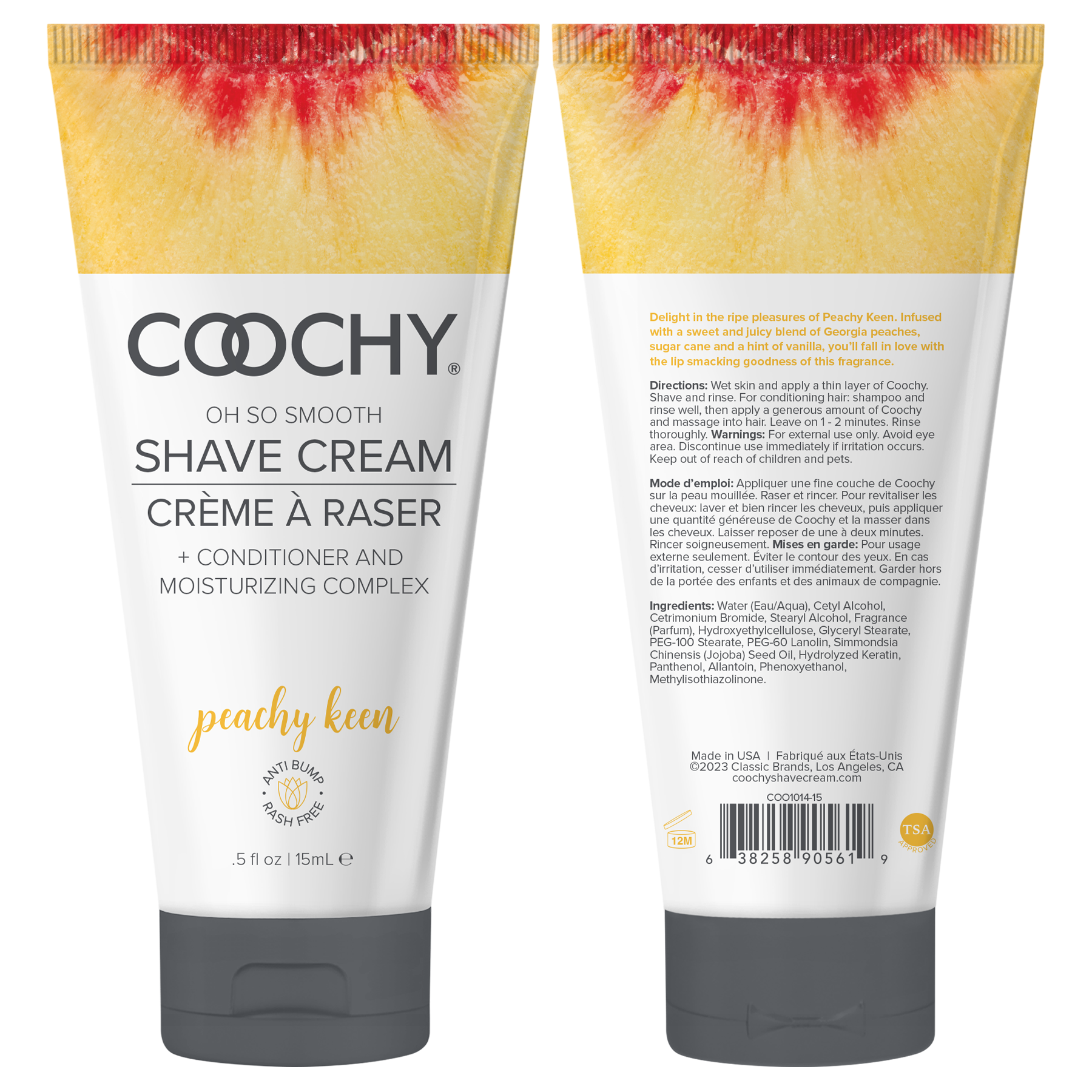 Crème de rasage Coochy - tube PEACHY KEEN 0,5 fl oz | 15 ml