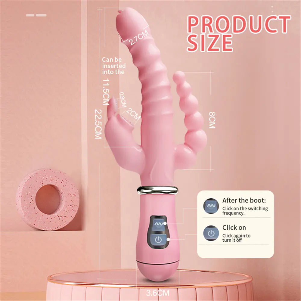 Love Rabbit Vibration Massage Three-Pronged Adult Toy - Roliac